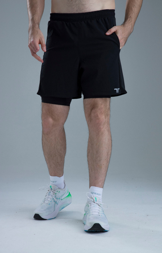 Pantaloneta con Licra Interna Boost Black Hombre