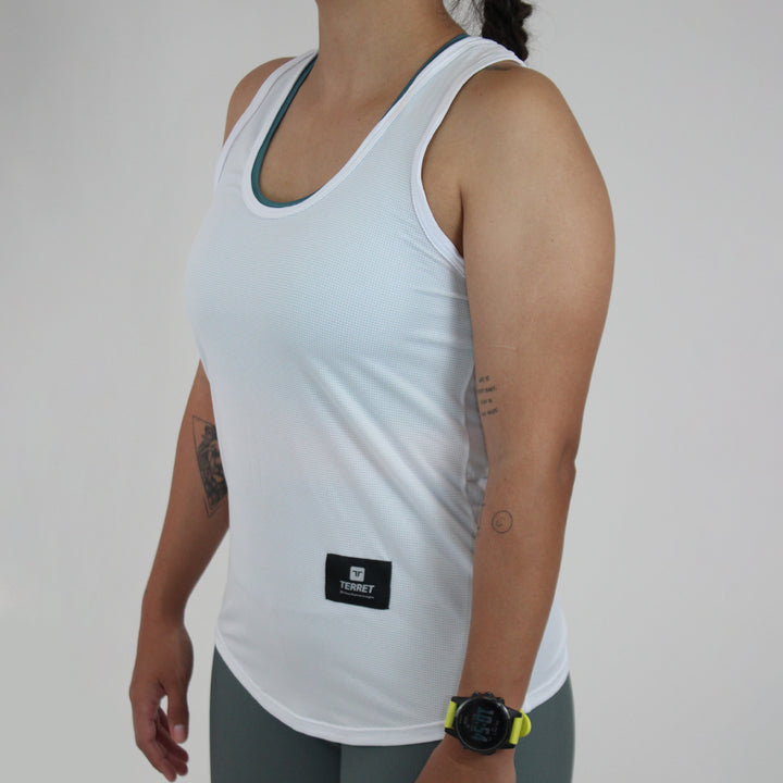 White Essential Race Tank Mujer